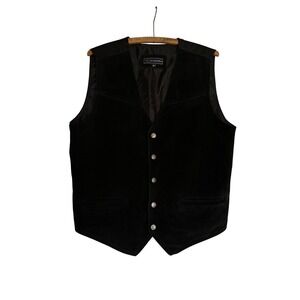 Roper Mens Black Suede Leather Vest M Western Cowboy Renaissance Festival Rodeo